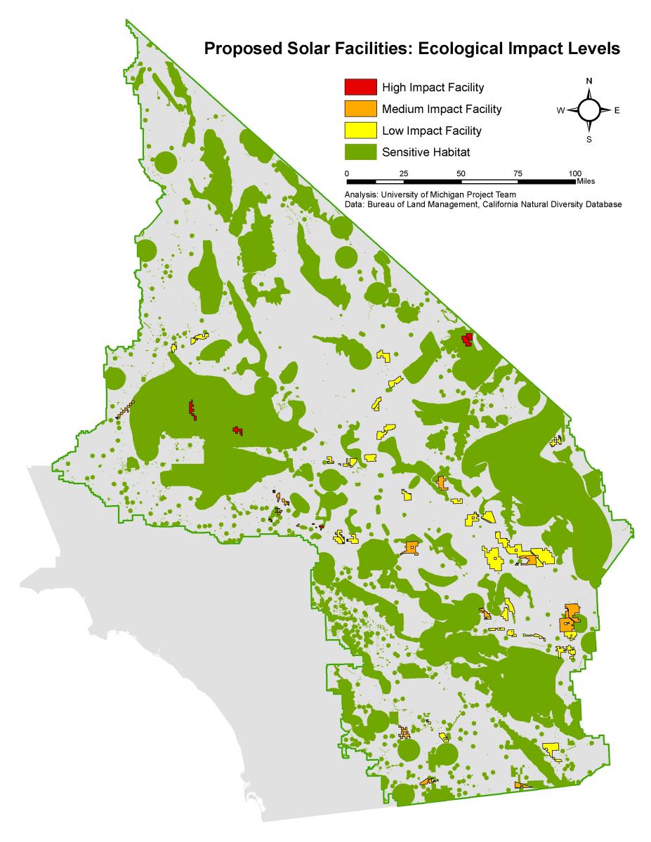 Map 1  Ecological Impact Levels of Proposed Solar Facilities.