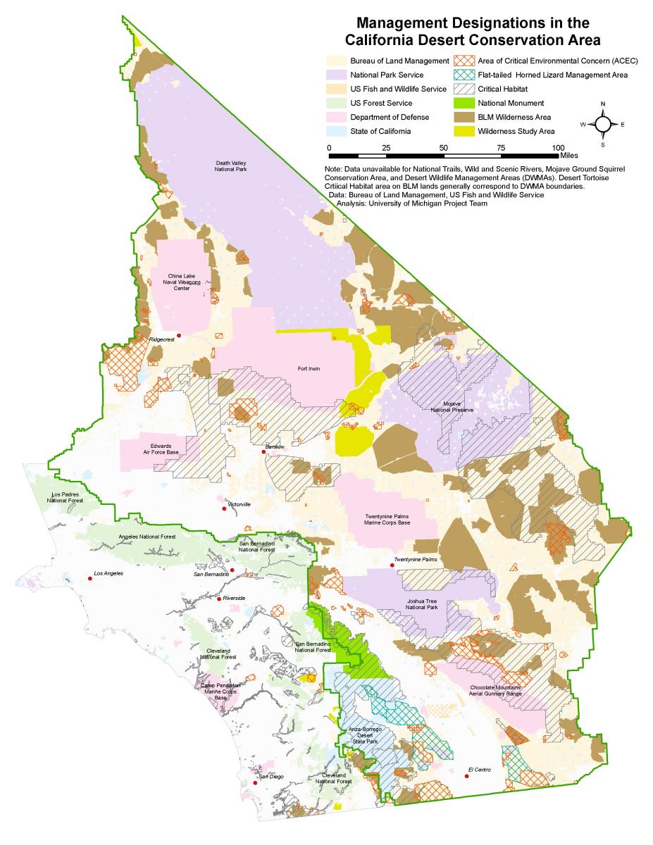 Map 1  BLM Management Areas  and Other Designations in the CDCA.