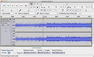 Screen Shot of Audacity running on a Mac OS X, provided by Audacity Team