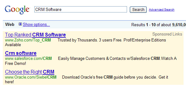 Google Ads that appear at the top of search results need a treshold quality score to appear there