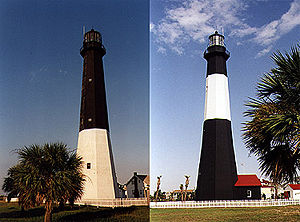 Tybee Island Light in 1993 & 1999