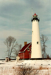 Tawas Point Light in winter of 1993